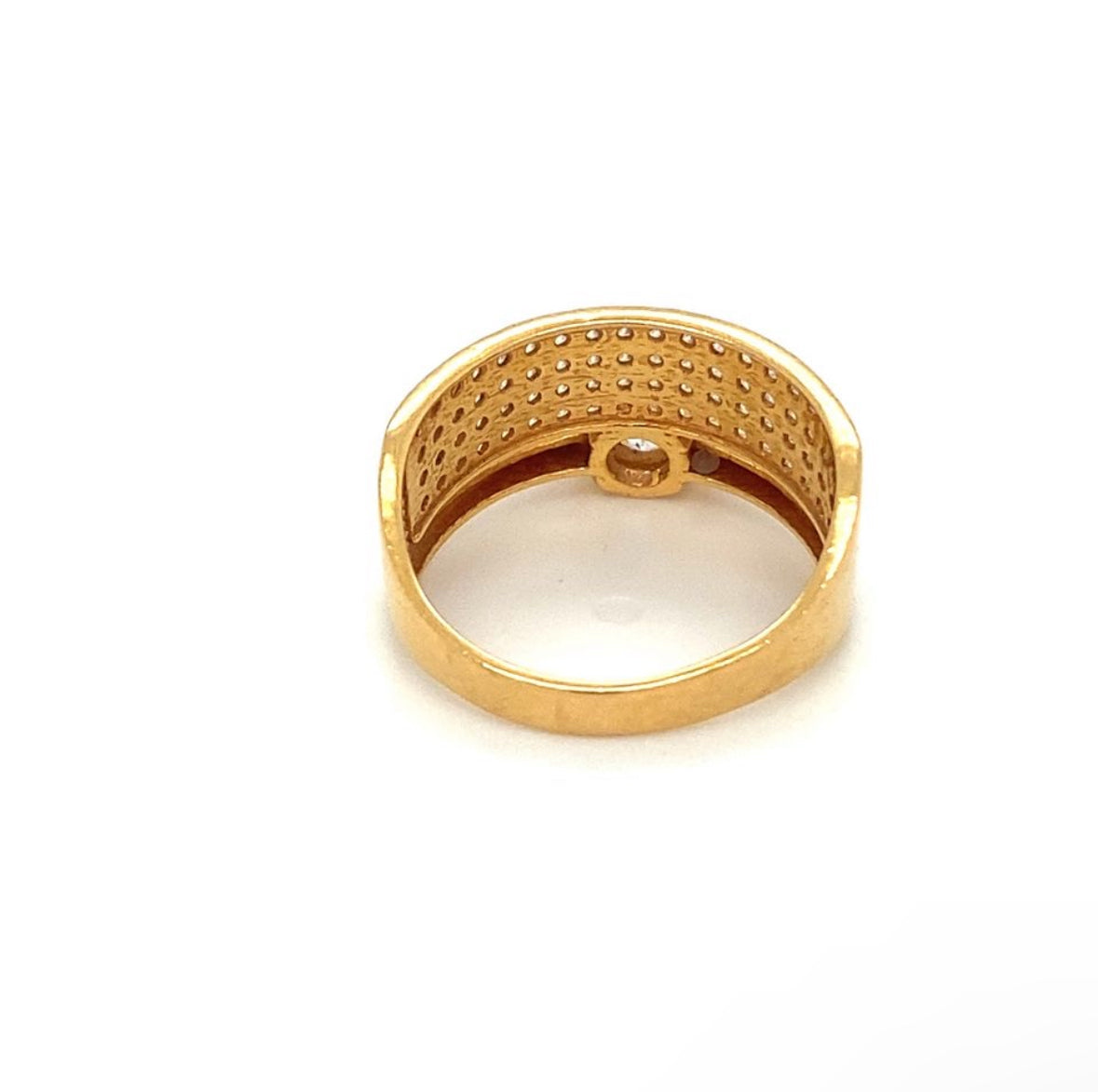 Edelstein Goldring RG.54 22K Gelbgold Zirkonia Steine