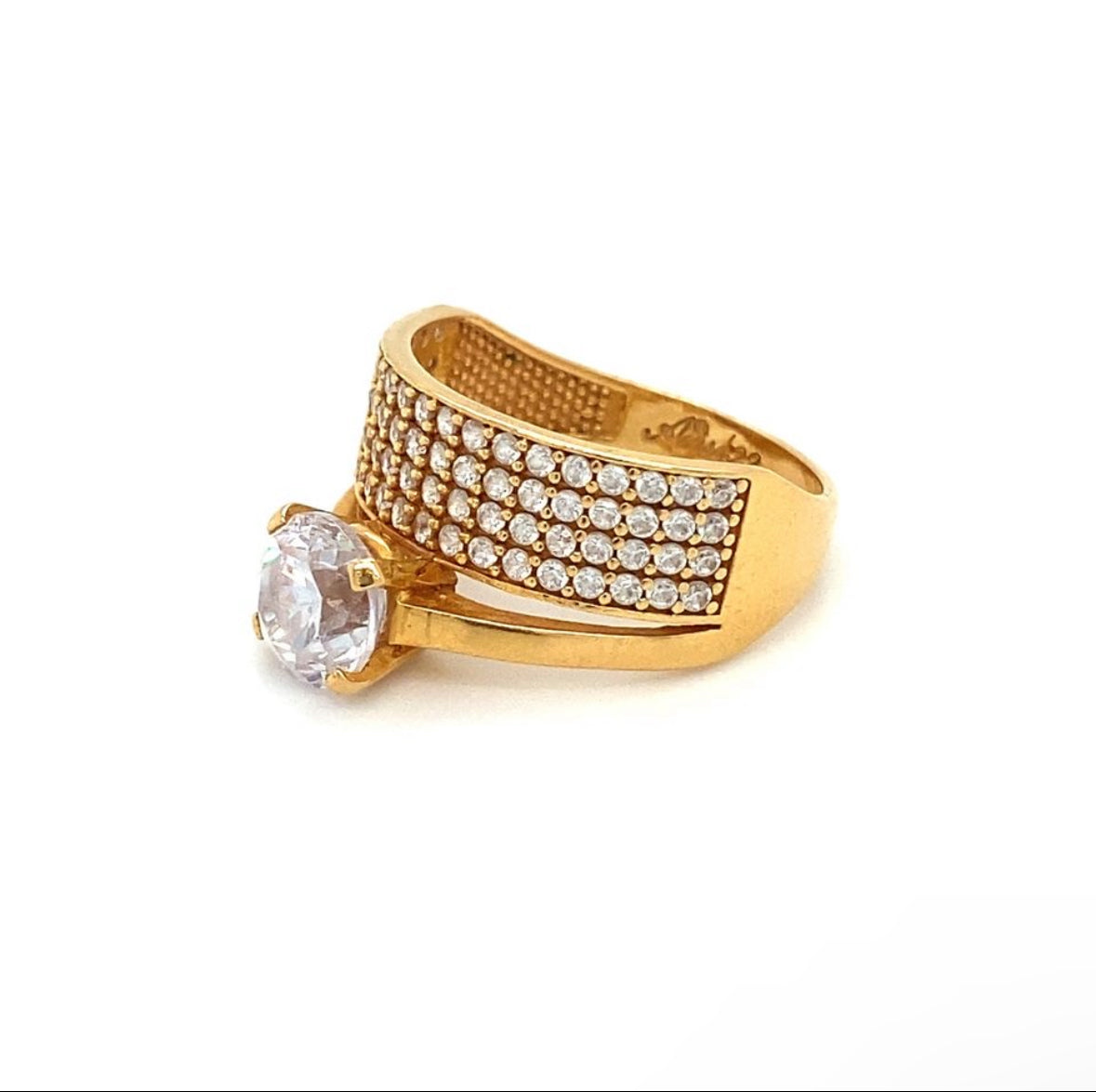 Edelstein Goldring RG.54 22K Gelbgold Zirkonia Steine