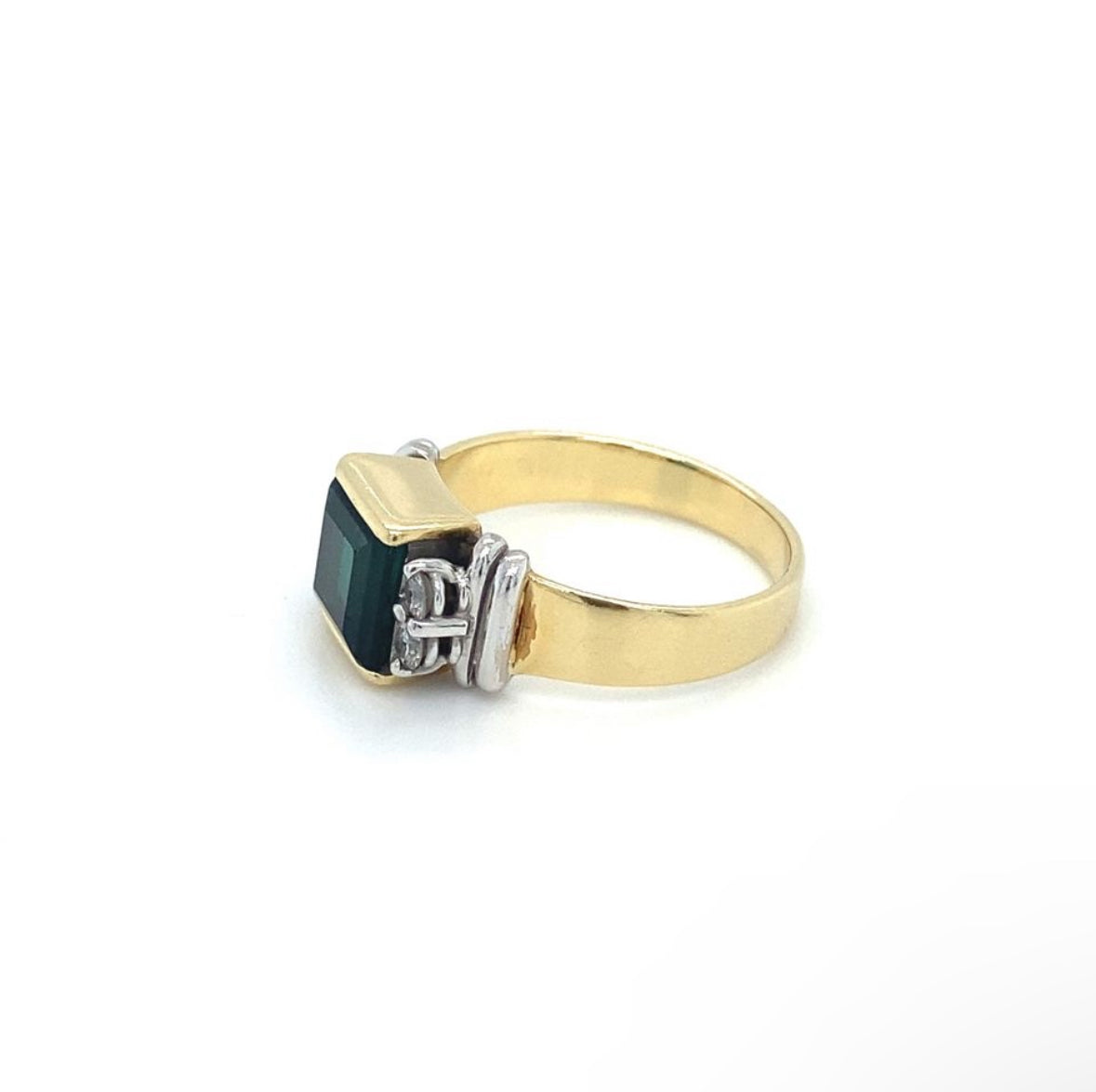 Edelstein Ring Goldring mit Turmalin und Brillanten RG.55 18K Gelbgold