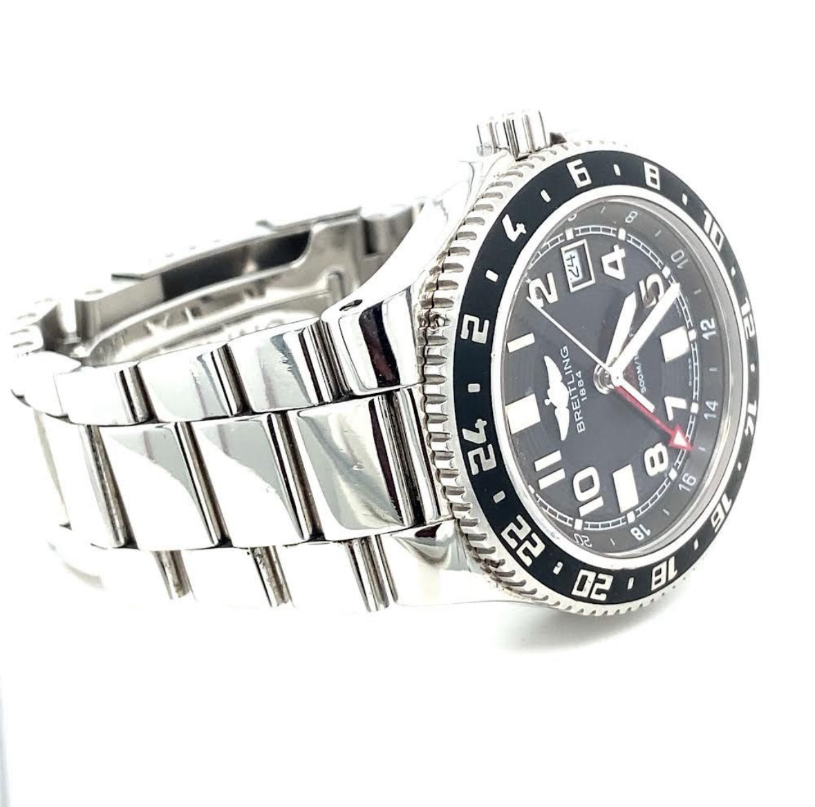 Breitling Superocean GMT Stahl Automatik Uhr Taucheruhr