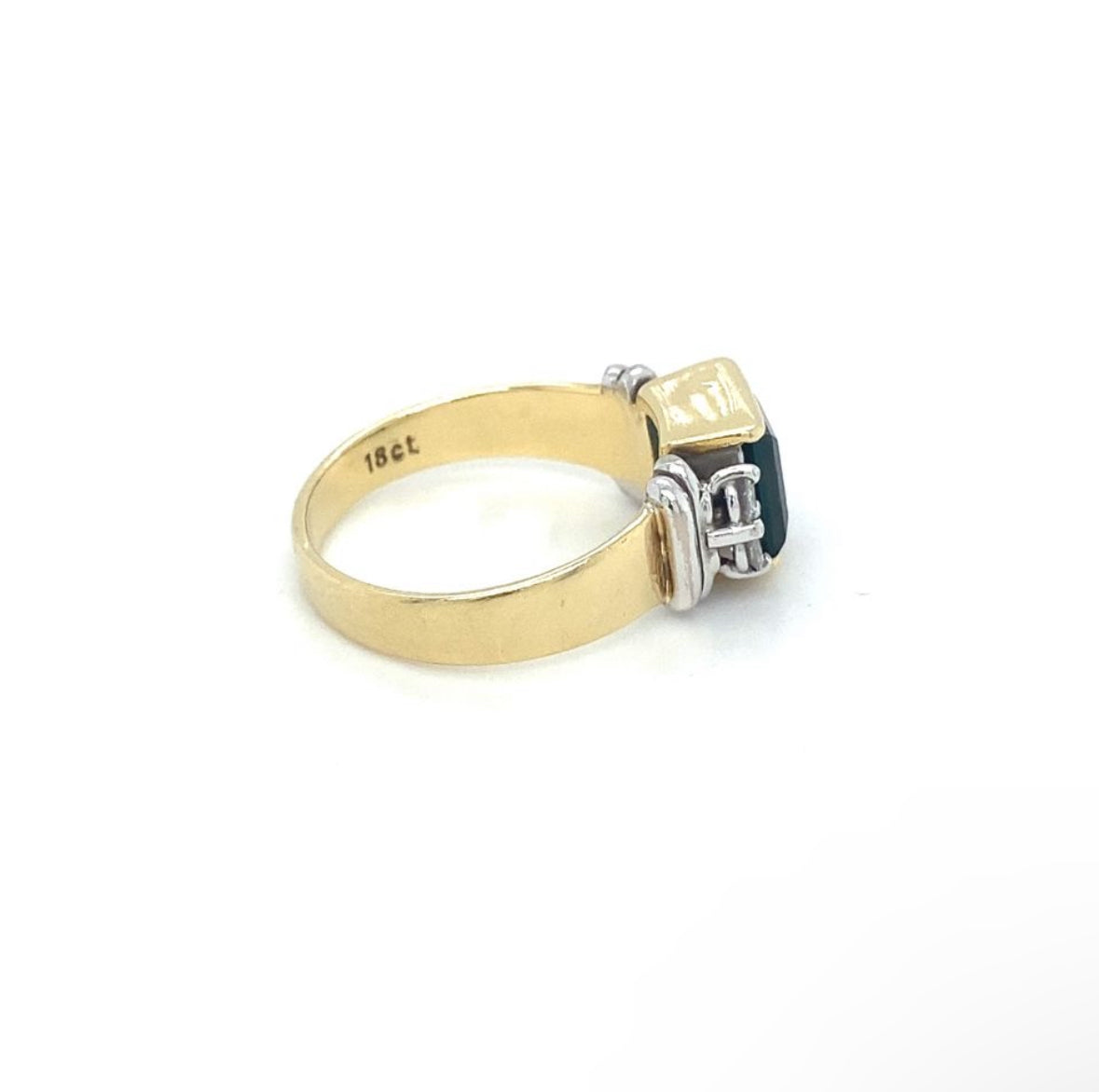 Edelstein Ring Goldring mit Turmalin und Brillanten RG.55 18K Gelbgold