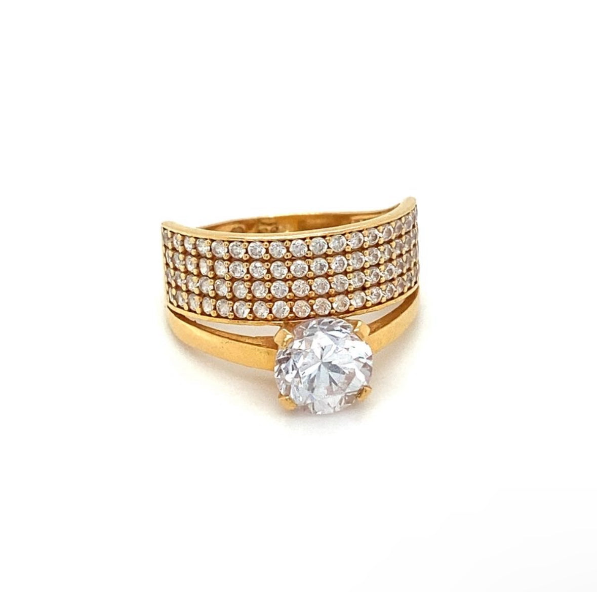 Edelstein Goldring RG.54 22K Gelbgold Zirkonia Steine