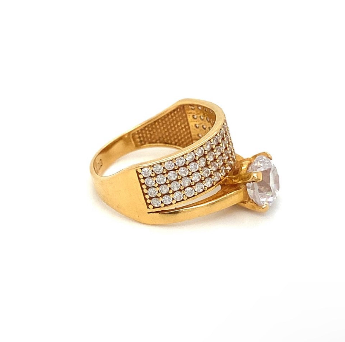 Edelstein Goldring RG.54 22K Gelbgold Zirkonia Steine