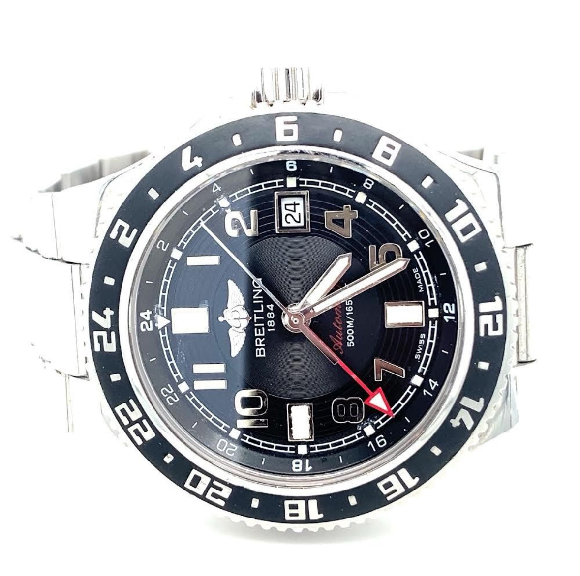 Breitling Superocean GMT Stahl Automatik Uhr Taucheruhr