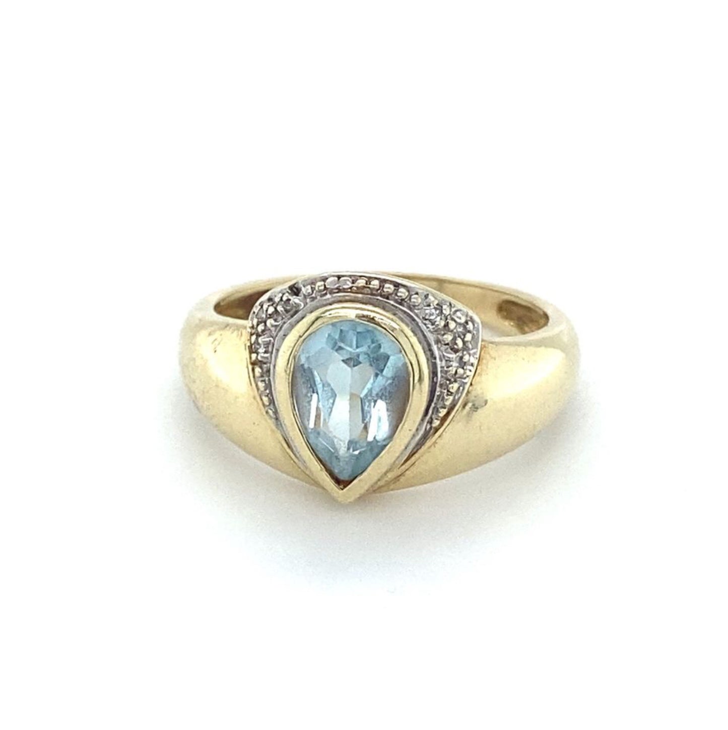 Goldring RG.56 14K Gelbgold hellblauer Tapaz