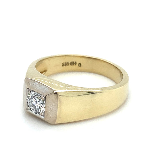 Brillantring Goldring 0,49ct Brillant RG.61 14K Gelbgold mit Zertifikat